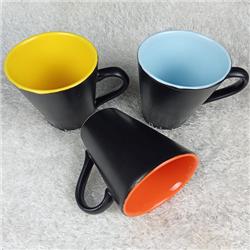 Keramika Konik Stoneware Kupa Çift Renkli 9cm 275 ml 24lü -Karma Renk-