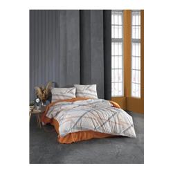 Kristal Ranforce Tek Kişilik Nevresim Takımı Prizma Turuncu