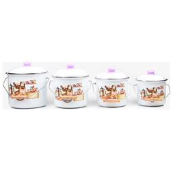 Alev Emaye Bakraç Yoğurt Bakliyat Kabı Seti 16-18-20-22 cm