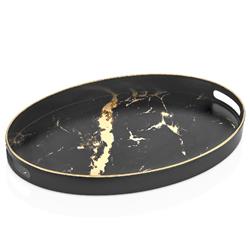 Zucci KU-206GB Otantik Siyah Dekorlu Oval Tepsi Büyük