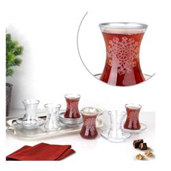 Royal Kristal 12 Parça Çay Bardak Seti Yaldızlı Varaklı -Çeşit-