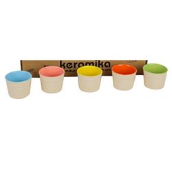 Keramika Çift Renk Dondurma Kase 8 cm 30'lu -Tava Kutulu-
