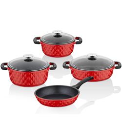 Taç Carabella Döküm 7 Parça Tencere Seti Cam Kapak -Çeşit-