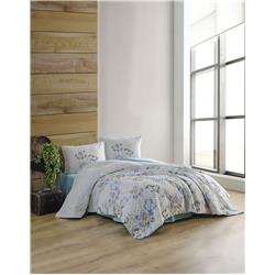 Kristal Ranforce Çift Kişilik Nevresim Takımı Gelincik Turkuaz