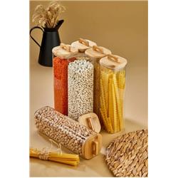 Cooker CKR2964 Kare Bambu Kapaklı Cam Kavanoz Saklama Kabı 29,5cm -6 Adet-