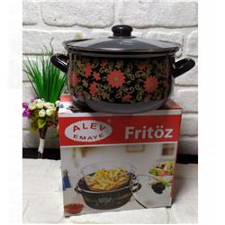 Alev Emaye Fritöz Kızartma Tencere Çiçekli 24 cm