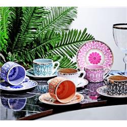 Kosova FNC-08 Bone China Kahve Fincanı Takımı Çiçek/Papatya