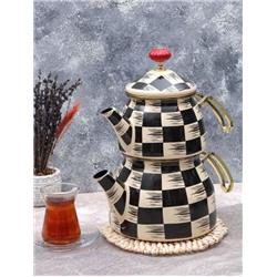 Arow TR-3887 Truva Dama Desenli Emaye Çaydanlık Takımı