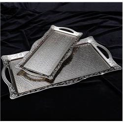 Arow TR-3858 Metal Sunumluk Tepsi Gümüş 2li