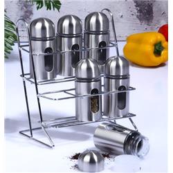 Kosova CAM-434 Metal Kaplı Cam Baharat Seti 6lı