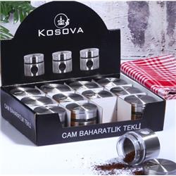 Kosova CAM-441 Metal Kaplı Cam Baharatlık 12li