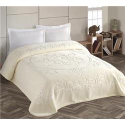 Kristal Embos Tek Kişilik Battaniye Ekru