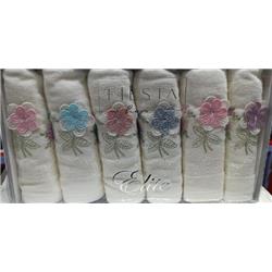 Fiesta 2377 Gülçin Kadife 3D Nakışlı Havlu 30x50cm 6lı -Çeşit-