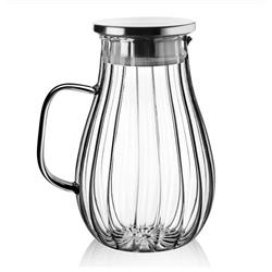 By Como KYR-2588 Çizgili Metal Kapaklı Cam Sürahi 1800 ml