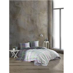 Kristal Ranforce Tek Kişilik Kapitoneli Nevresim Takımı Ekose Gri