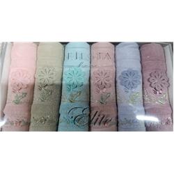 Fiesta 2032 Cemre Kadife 3D Nakışlı Havlu 30x50cm 6lı -Çeşit-