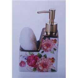Cemre CMR-2024298 Porselen Çiçekli Süngerli Sıvı Sabunluk