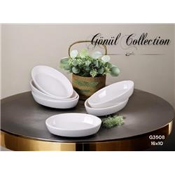 Gönül G3508 Porselen Kayık Tabak Küçük Boy 3lü