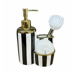 Lavin 40105 Harmony Porselen Süngerli Fırçalı Sıvı Sabunluk Mutfak Seti