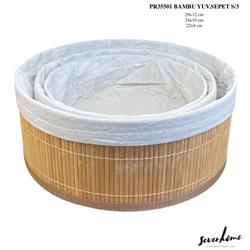 Sever Home PR35501 Naturel Bambu Yuvarlak Sepet 3lü