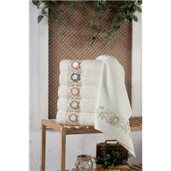 Fiesta 1450 Nergis El İşi Nakışlı Bambu Analı Kızlı Havlu 30x50cm 6lı - 50x90cm 6lı -Çeşit-