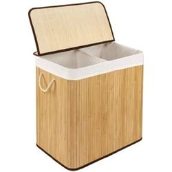 Gönül MTR-2403558 Bölmeli Bambu Katlanır Çamaşır Sepeti