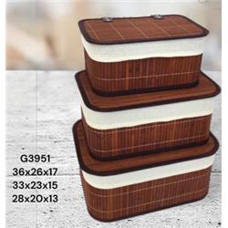 Gönül G3951 Bambu Kapaklı Organizer Sepet 3lü