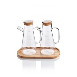 Sepetçi Baba 510 Bambu Kapaklı Standlı Borosilikat Cam Yağlık & Sirkelik 900 ml