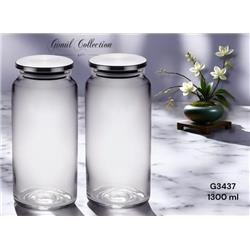 Gönül G3437 Metal Kapaklı Cam Kavanoz Saklama Kabı 1300ml -Koli Satış 12 Adet-