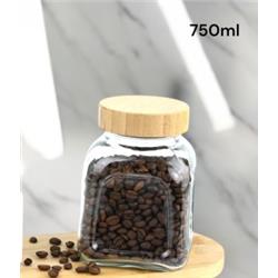 Gönül G3973 Ahşap Kapaklı Cam Kavanoz Saklama Kabı 750ml -Koli Satış 24 Adet-