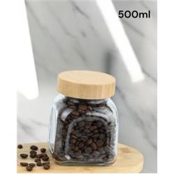 Gönül G3974 Ahşap Kapaklı Cam Kavanoz Saklama Kabı 500ml -Koli Satış 36 Adet-