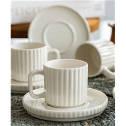 Farika Porselen Satürn Yalın 6 Kişilik Kahve Fincan Takımı