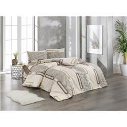 Kristal Ranforce Çift Kişilik Nevresim Takımı Elips Kahve