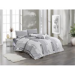 Kristal Ranforce Çift Kişilik Nevresim Takımı Elips Gri