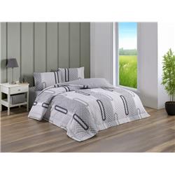 Kristal Ranforce Tek Kişilik Kapitoneli Nevresim Takımı Elips Gri