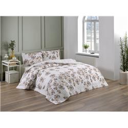 Kristal Ranforce Çift Kişilik Kapitoneli Nevresim Takımı Koza Kahve