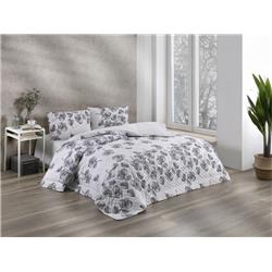 Kristal Ranforce Çift Kişilik Kapitoneli Nevresim Takımı Koza Gri