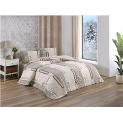 Kristal Ranforce Çift Kişilik Kapitoneli Nevresim Takımı Elips Kahve