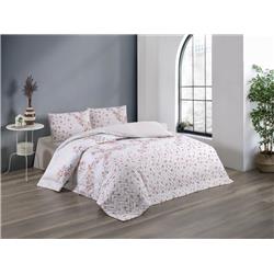 Kristal Ranforce Çift Kişilik Kapitoneli Nevresim Takımı Işıl Somon