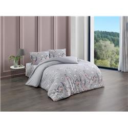 Kristal Ranforce Çift Kişilik Nevresim Takımı Bahar Gri