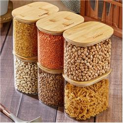 Cooker CKR3403 Bambu Kapaklı Cam Borosilikat Oval Kavanoz 12 Cm