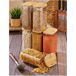 Cooker CKR3401 Bambu Kapaklı Cam Borosilikat Oval Kavanoz 21,5 Cm