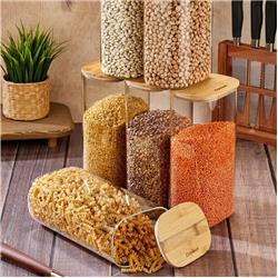 Cooker CKR3400 Bambu Kapaklı Cam Borosilikat Oval Kavanoz 26,5 Cm