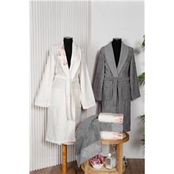 Fiesta 569 Süzene Bambu Nakışlı 6 Parça Aile Bornoz Seti -Çeşit-