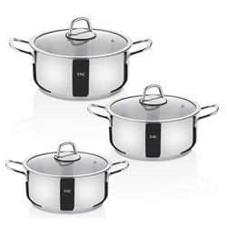 Taç 8095 Bengü Pro Cam Kapaklı 6 Parça Tencere Seti 16/18/20 cm