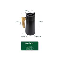 Bambum B6636 North Bambu Saplı Çelik Termos 2 Lt Siyah
