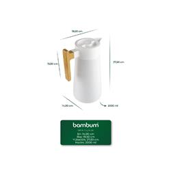 Bambum B6637 North Bambu Saplı Çelik Termos 2 Lt Beyaz