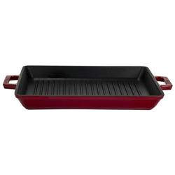 Lava Döküm Izgara Çift Kulplu Dikdörtgen Tava 26x32 Cm Bordo