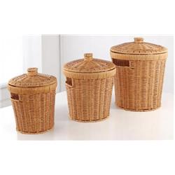 Cemre MTR-2303408 Örgülü Kapaklı Hasır Sepet 3lü