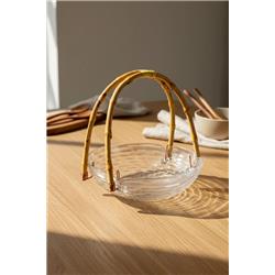 Bambum B6362 Cestino Bambu Kulplu Cam Dalga Desenli Yuvarlak Sunum Tabağı